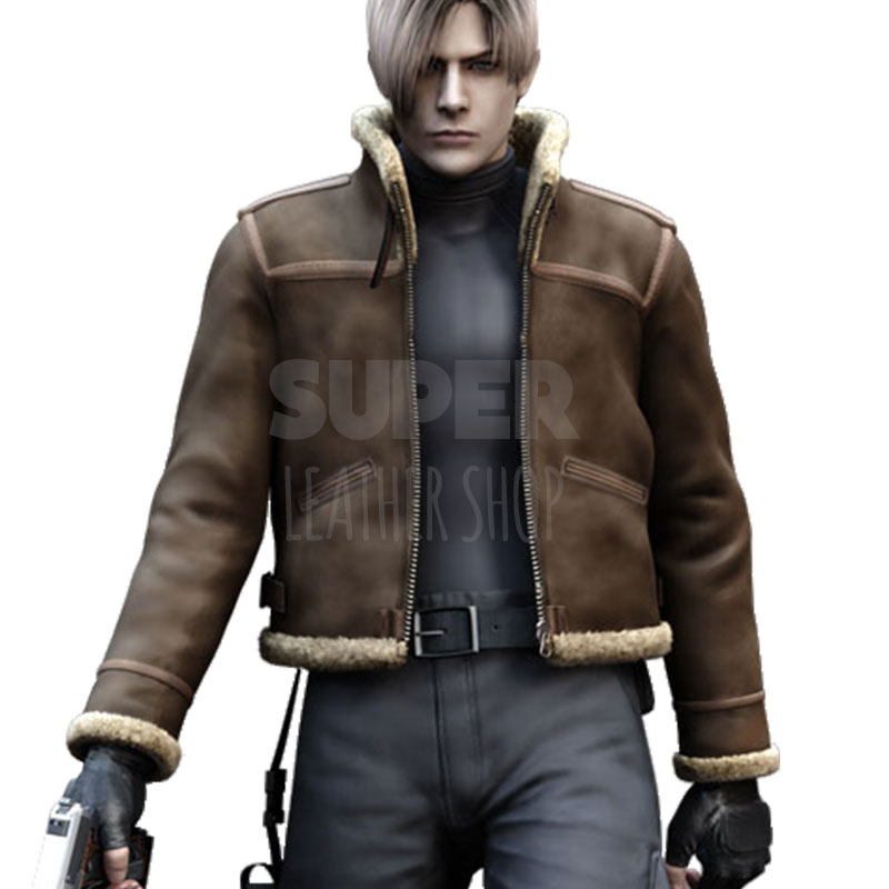 Details about   Resident Evil 4 Leon Kennedy Zipper Pu Leather Jacket Men Cosplay Fur Coats Tops 