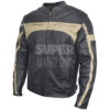 Men's Armored Stripes Leather Motorcycle Jacket