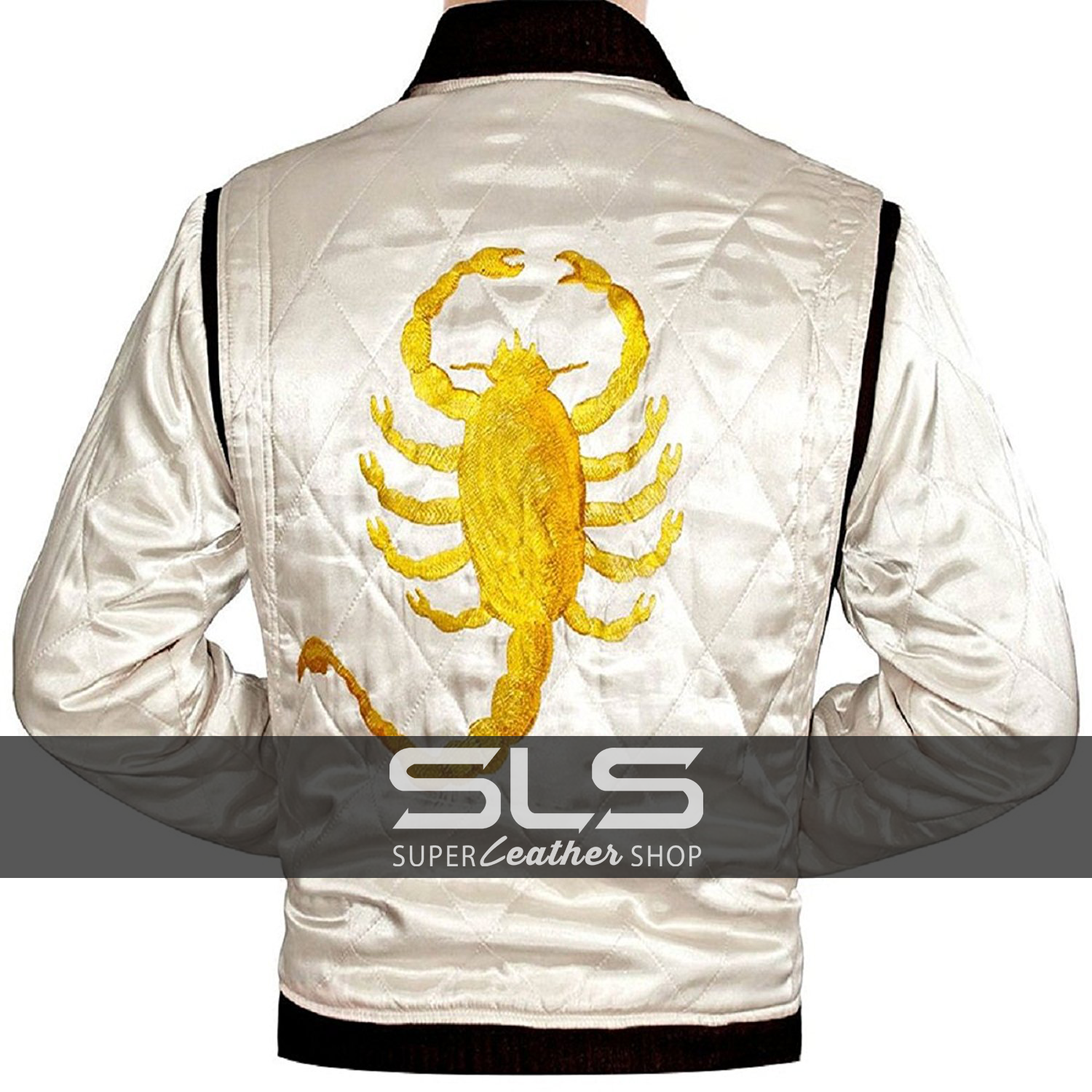Bestzo Men’s Fashion Ryan Gosling Famous Drive Scorpion Jacket White 
