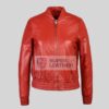 Womens Red bomber Leather Jacket