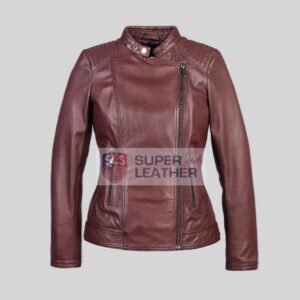 Womens Medium Brown Biker Leather Jacket