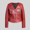 Women Dark Red Leather jacket