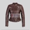 Women Brown Biker Leather Jacket