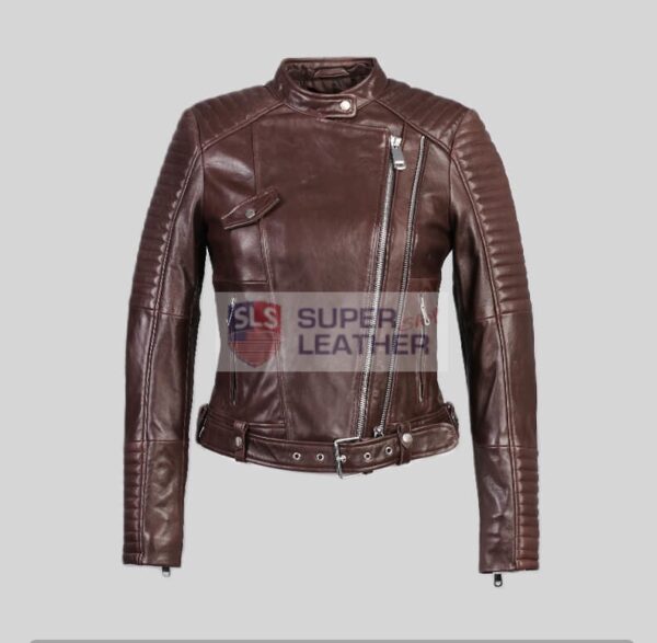 Women Brown Biker Leather Jacket