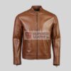 Mens Cognac Biker Leather Jacket
