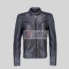 Mens Royal Blue Biker Leather Jacket