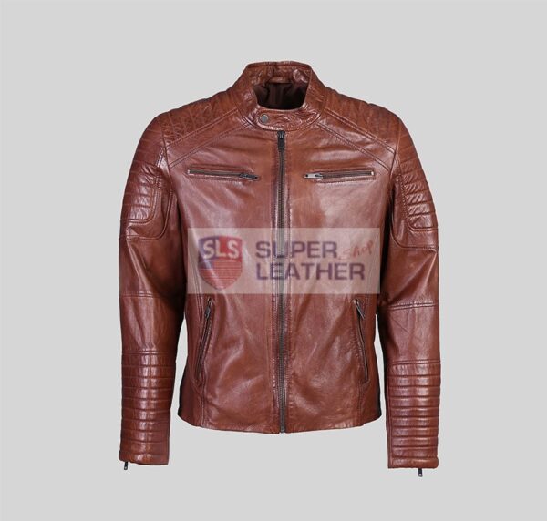Mens Dark Brown Biker Leather Jacket