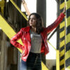 Womens Red Perfecto Leather Jacket