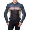 Men’s, Rider’s Multi Zipper Blue Cowhide Leather Biker Style Motorbike Jacket