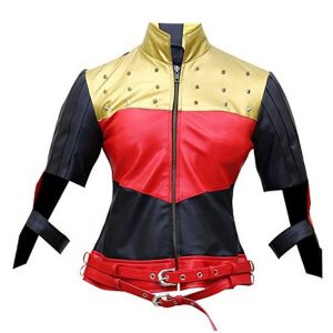 Harley Quinn Red Golden Studded Jacket