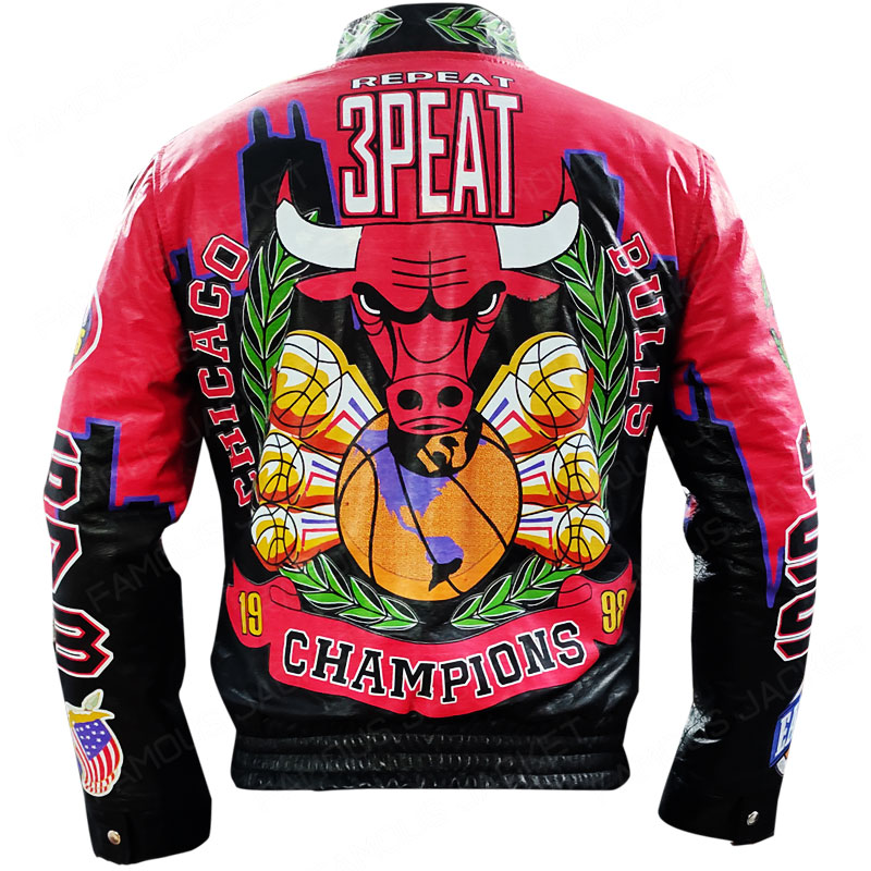 Bulls Jeff Hamilton 3 peat leather jacket EXCELLENT CONDITION