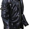 Punk Rave Poison Black & Maroon Jacket Mens Faux Leather Goth Steampunk Military Coat,