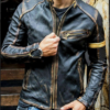 Men Vintage Cafe Racer Motorcycle Distressed Leather Jacket