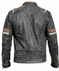 Mens Retro 2 Cafe Racer Biker Vintage Motorcycle Distressed Moto Leather Jacket