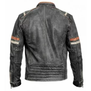 Mens Retro 2 Cafe Racer Biker Vintage Motorcycle Distressed Moto Leather Jacket