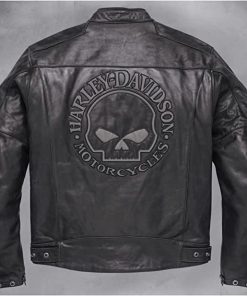 Harley Davidson Reflective Skull Black Leather Jacket