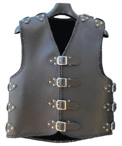 Motorcycle Club Vest with HD Braided, 3-4mm Leather Thickness