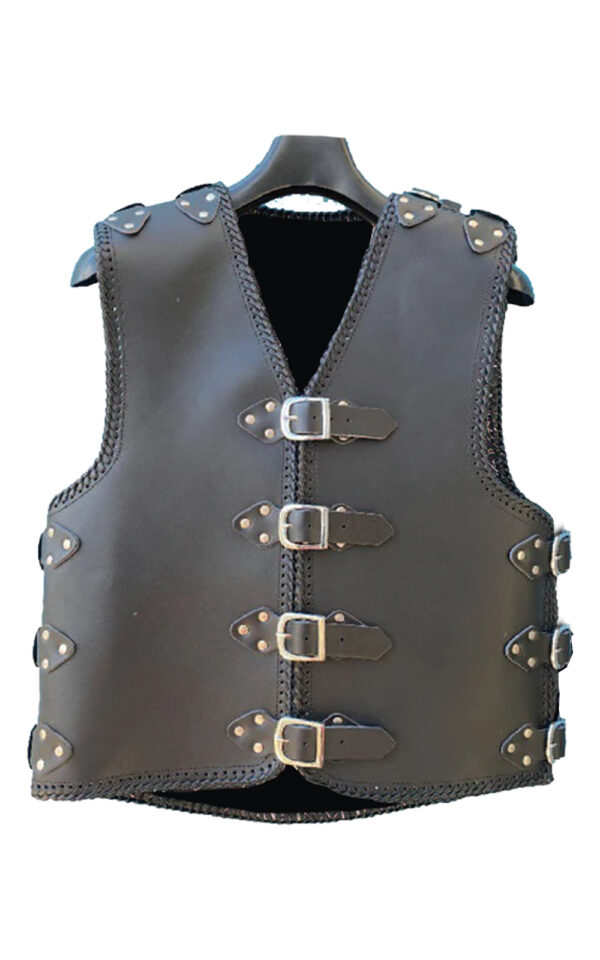 Motorcycle Club Vest with HD Braided, 3-4mm Leather Thickness