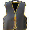 Yellow Braided HD Leather Motorcycle Club Vest, 3-4mm Thickness