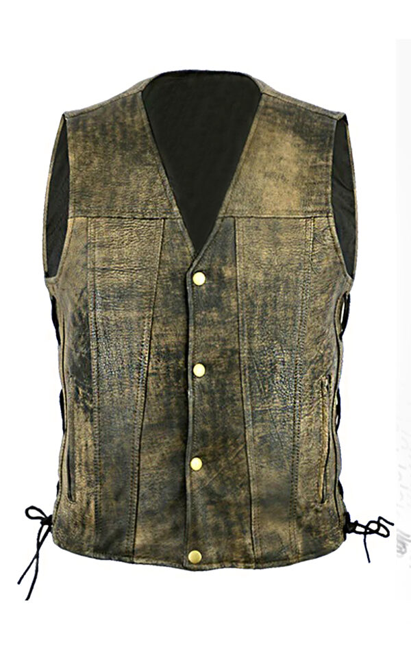 Copper Brown Men's Premium in Soft Leather Harley Motorcycle Vest