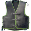 Mens Leather Braided Motorcycle Club Vest 3mm Green Braiding