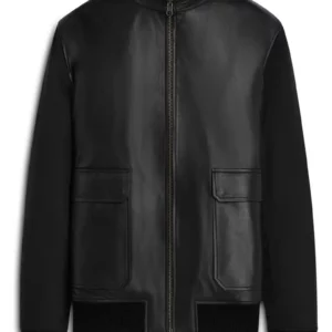 Men's Black Bomber Reversible Leather Jacket