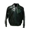 Men Black Green Pelle Pelle Leather Jacket