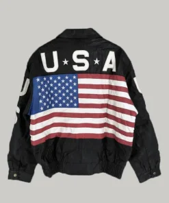 USA Vintage Flag Leather Jacket