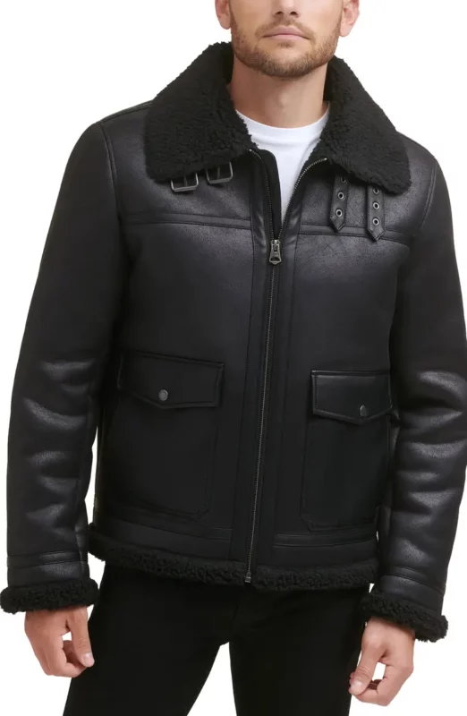 Men's Moto Faux Shearling Jacket