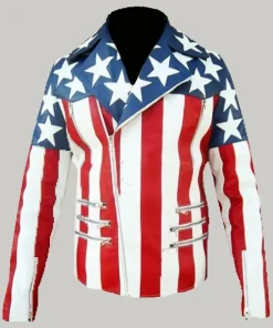 USA Flag Embossed Leather Jacket
