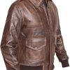 Men’s Flight Bomber Air Force A2 Brown Distressed Leather Jacket