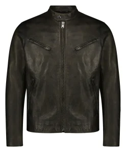 Bonneville Vintage Washed black Leather Jacket