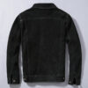 Men’s Western Black Suede Genuine Leather Jacket Classic Turn-Down Collar