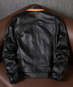 Men’s Black Biker Genuine Cowhide Leather Jacket Crossover Motorcycle Rider