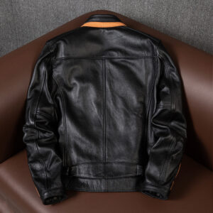 Men’s Black Biker Genuine Cowhide Leather Jacket Crossover Motorcycle Rider