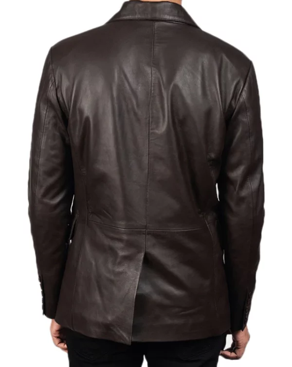 Men's Brown Genuine Leather Blazer