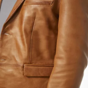 Men's Tan Genuine Leather Blazer