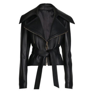 WOMEN MONTE BELTED LEATHER JACKET
