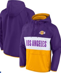 Los Angeles Lakers with Purple/Gold Team Leader Quarter-Zip Hoodie for Men