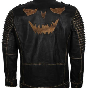 Men Suicide Squad Joker Killing Scarecrow Black Genuine Leather Jacket