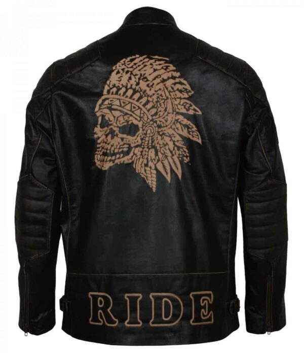 Men’s Black Motorcycle Apache Quilted Biker Leather Jacket