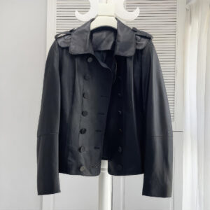 Women’s Black Vintage Plain Leather Jacket