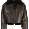 Women’s brown black shearling-trim leather Jacket