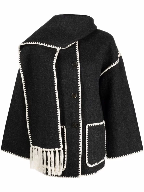 Women Embroidered Wool Scarf jacket