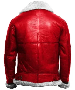 Men's B3 Christmas Santa Claus Red Leather Shearling Jacket