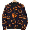 Super Leather Shop Halloween-Pattern-Pumpkins-Bomber-Black-Jacket