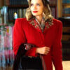 Bethany Joy Lenz A Biltmore Christmas Red Coat Lucy Hardgrove Trench Coat