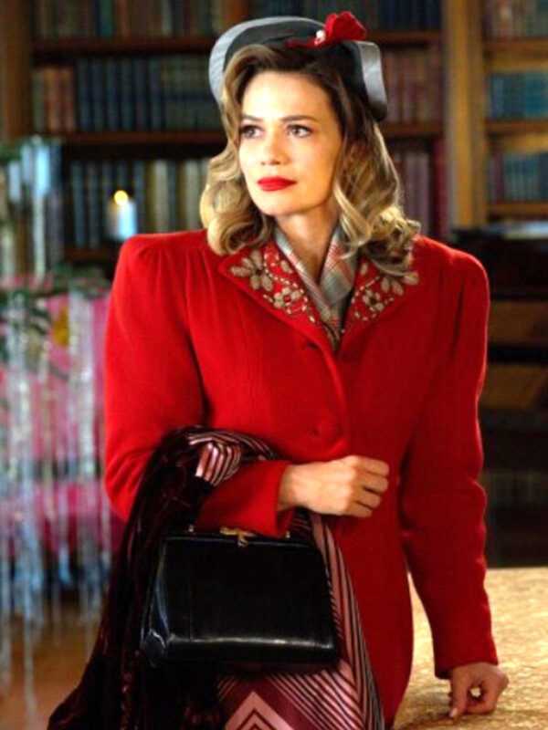 Bethany Joy Lenz A Biltmore Christmas Red Coat Lucy Hardgrove Trench Coat