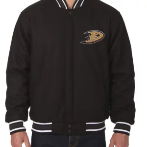Anaheim Ducks Bomber Black Wool Jacket